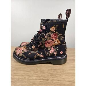 Dr Martens Docs 1460 Victorian Flowers 8 Eye Boots Black Pink Canvas Size 7